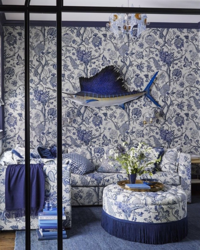 Wallpaper blue flowers ocean